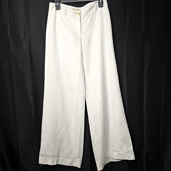 Michael Kors Women’s 100% Linen Wide-Leg Pants Off-White Size 2 - Picture 6 of 14